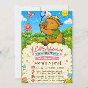 Cute Capybara Avontuur Baby Shower Uitnodiging