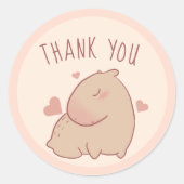 Cute capybara bedankt ronde sticker (Voorkant)