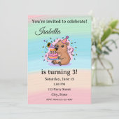 Cute Capybara Birthday Invitation Editable  Kaart (Staand voorkant)