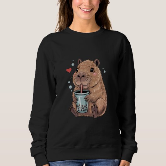 Cute Capybara Boba Tea Lover Kawaii Animal Art Trui (Voorkant)