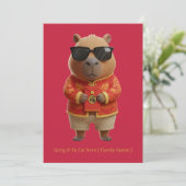 Cute Capybara Chinese New Year Red Gold Custom  Kaart (Staand voorkant)