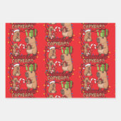 Cute Capybara Christmas Lights Festive Party Pink Inpakpapier Vel (Voorkant 3)