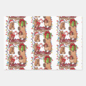 Cute Capybara Christmas Lights Festive Party Pink Inpakpapier Vel (Voorkant 2)