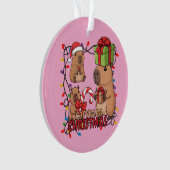 Cute Capybara Christmas Lights Festive Party Pink Ornament (voorkant)