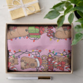 Cute Capybara Christmas Lights Festive Party Pink Tissuepapier (Geschenk)