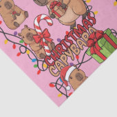 Cute Capybara Christmas Lights Festive Party Pink Tissuepapier (Detail)