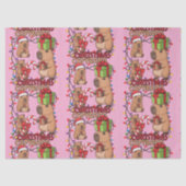 Cute Capybara Christmas Lights Festive Party Pink Tissuepapier (Voorkant)