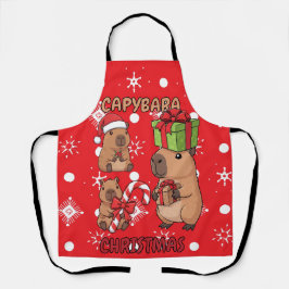 Cute Capybara Christmas Lights Festive Party Schort
