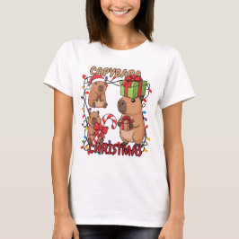 Cute Capybara Christmas Lights Festive Party T-shirt