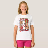 Cute Capybara Christmas Lights Festive Party T-shirt (Voorkant volledig)