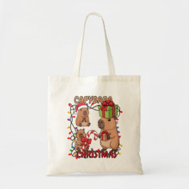 Cute Capybara Christmas Lights Festive Party Tote Bag