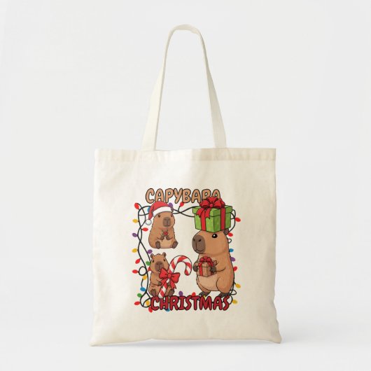 Cute Capybara Christmas Lights Festive Party Tote Bag (Voorkant)