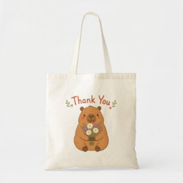 Cute Capybara Dank Je Wel Wilde Bloemen Tote Tas