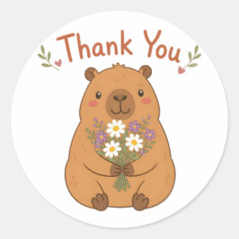 Cute Capybara Dank Je Wildbloemen Sticker