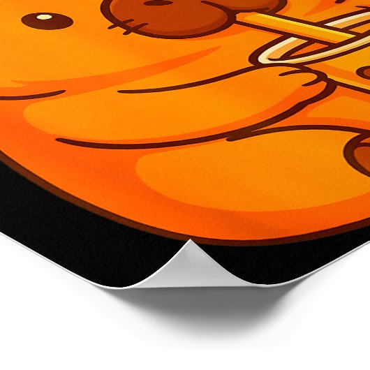 Cute Capybara Drinking Bubble Tea And Axolotl Kawa Poster (Hoek)