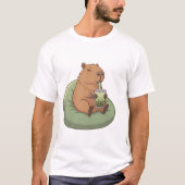 Cute Capybara Drinking Matcha Boba Tea Kawaii Gift T-shirt (Voorkant)