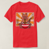 Cute Capybara Eating Ramen Funny Animal Anime Mang T-shirt (Design voorkant)