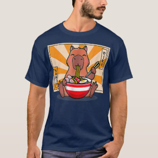 Cute Capybara Eating Ramen Funny Anime Manga T-shirt