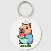 Cute Capybara Eating Watermelon Sleutelhanger (Voorkant)
