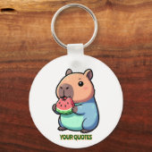 Cute Capybara Eating Watermelon Sleutelhanger (Voorkant)
