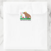 Cute Capybara en Flowers Vierkante Sticker (Tas)