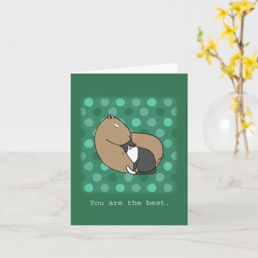 Cute Capybara en tuxedo kat je bent de beste Kaart (Gele Bloem)