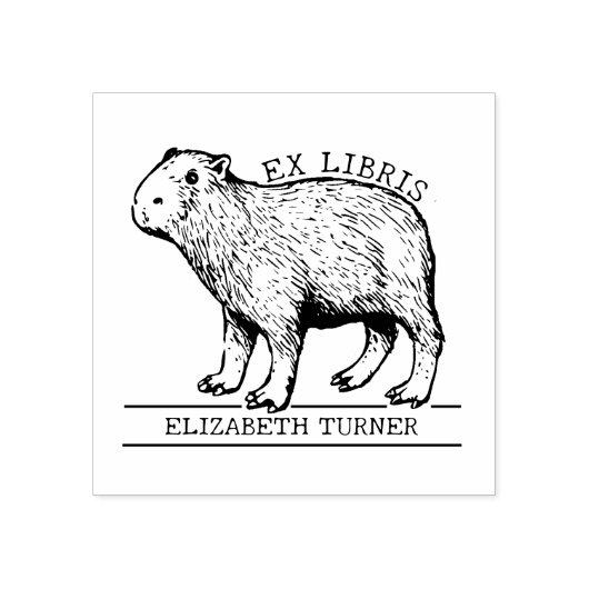 Cute Capybara Ex Libris Boek Rubberstempel (Afrduk)