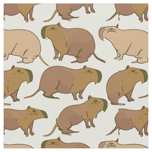 Cute Capybara Fabric Stof (Close Up)