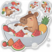 Cute Capybara Fruit Bath Spa Day Kawaii Animal Ill Sticker (Voorkant)