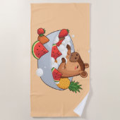 Cute Capybara Fruit Bath Spa Day Kawaii Animal Ill Strandlaken (Voorkant)