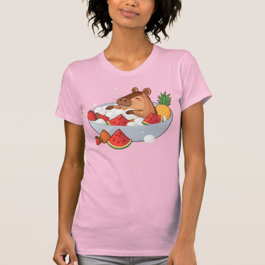 Cute Capybara Fruit Bath Spa Day Kawaii Animal Ill T-shirt (Voorkant)