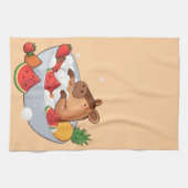 Cute Capybara Fruit Bath Spa Day Kawaii Animal Ill Theedoek (Horizontaal)