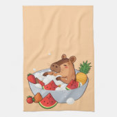 Cute Capybara Fruit Bath Spa Day Kawaii Animal Ill Theedoek (Verticaal)