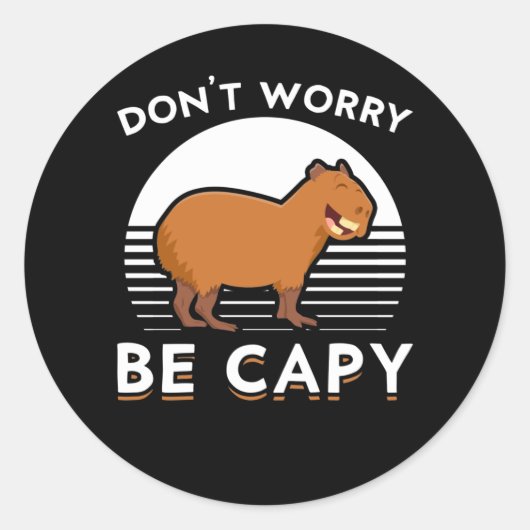 Cute Capybara Funny Zoo Animal Ronde Sticker (Voorkant)