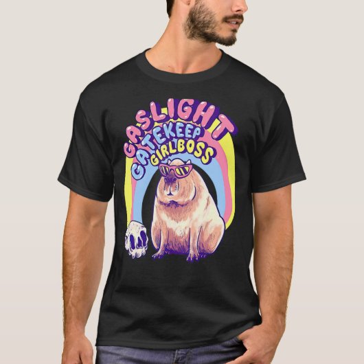 Cute Capybara Gaslight Gatekeep Girlbaas T-shirt (Voorkant)