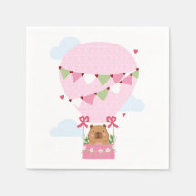 Cute Capybara Heet Luchtballon Roze Verjaardagsfee