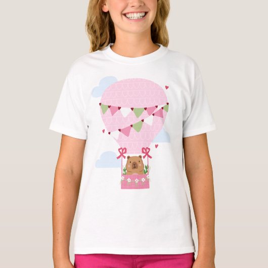 Cute Capybara Heet Luchtballon T-shirt (Voorkant)