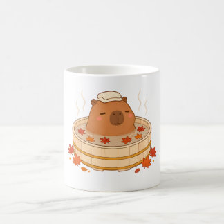 Cute Capybara Herfst Onsen Esdoornblad Mok