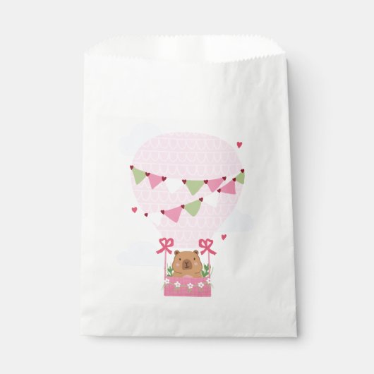Cute Capybara Hot Air Balloon Favor Bag Bedankzakje (Voorkant)