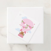Cute Capybara Hot Air Balloon Pink Birthday Party Bedankjes Labels (In situ)