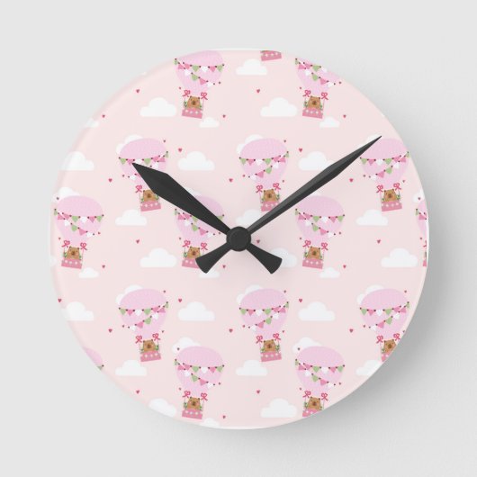 Cute Capybara Hot Air Balloon Ronde Klok (Voorkant)