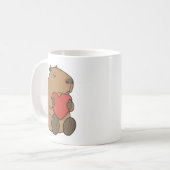 Cute Capybara Hugging Heart Valentine Koffiemok (Voorkant links)