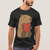 Cute Capybara Hugging Heart Valentine T-shirt (Voorkant)