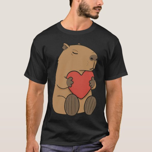 Cute Capybara Hugging Heart Valentine T-shirt (Voorkant)