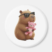 Cute Capybara Hugging Teddy Bear Magnet (Voorkant)