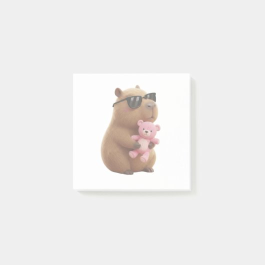 Cute Capybara Hugging Teddy Bear Post-it Notes (Voorkant)