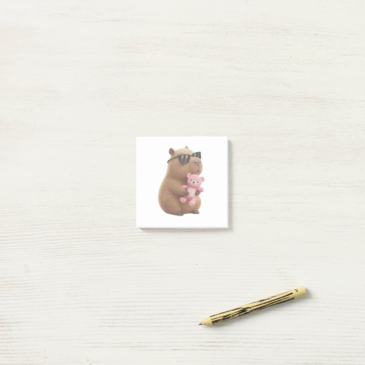 Cute Capybara Hugging Teddy Bear Post-it Notes (Op bureau)