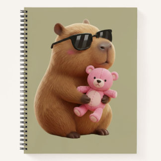 Cute Capybara Hugging Teddy Bear Spiral Notebook Notitieboek
