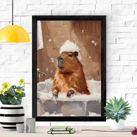 Cute Capybara in Bubbelbad Poster