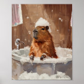 Cute Capybara in Bubbelbad Poster (Voorkant)